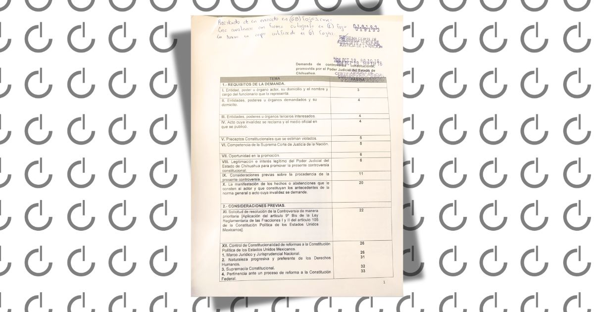 Presenta Poder Judicial de Chihuahua controversia constitucional a Reforma Judicial