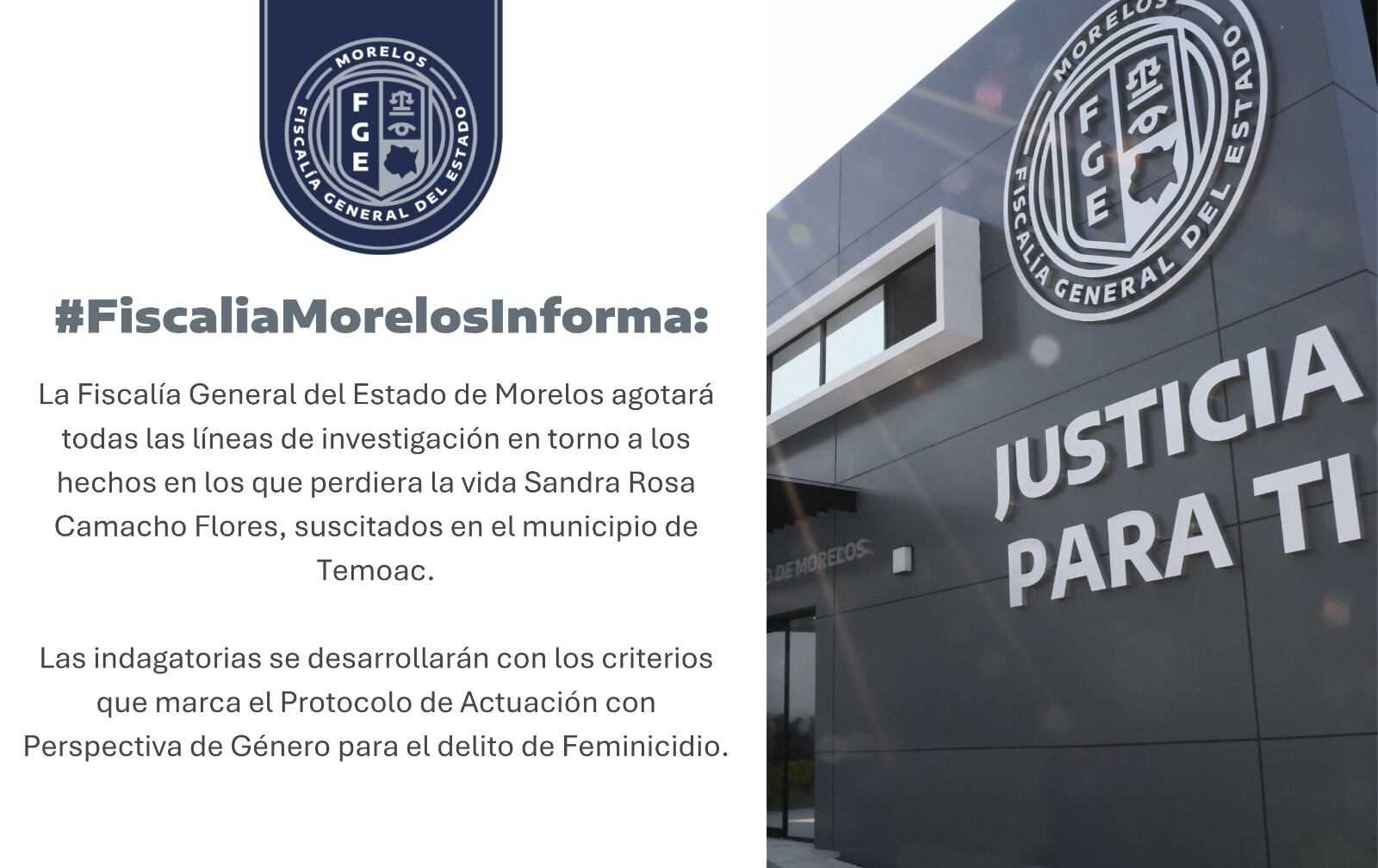 FGE investiga asesinato de Sandra Rosa Camacho Flores como feminicidio.