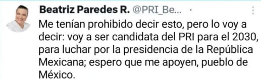 Mensaje falso de Beatriz Paredes