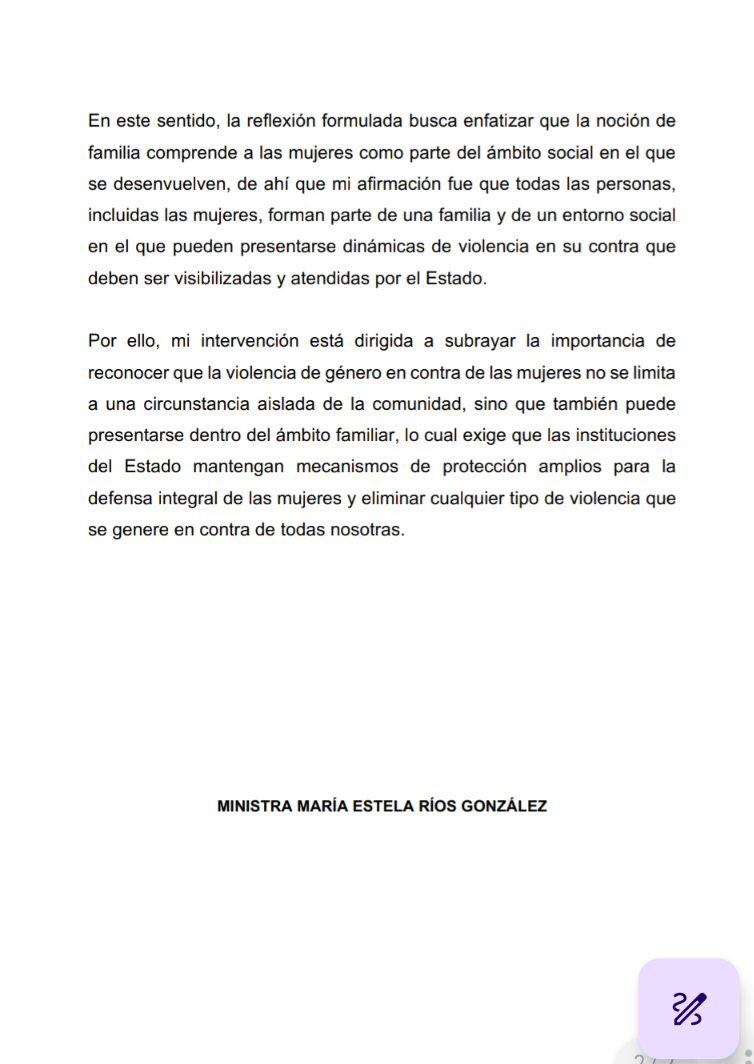 Ministra de la SCJN pide no sacar de contexto su declaración sobre fecundación in vitro