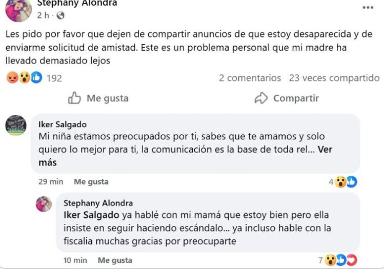 Stephanye Contreras desmiente estar desaparecida