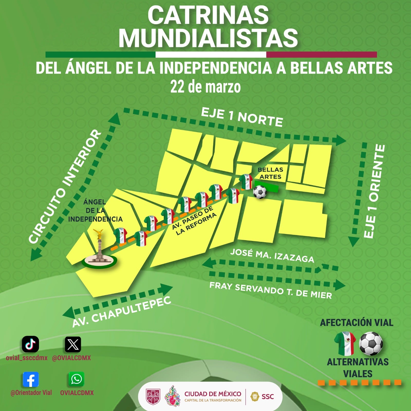 Revelan el desfile Catrinas Mundialistas CDMX, por lo que te damos el horario, ruta y cierres viales