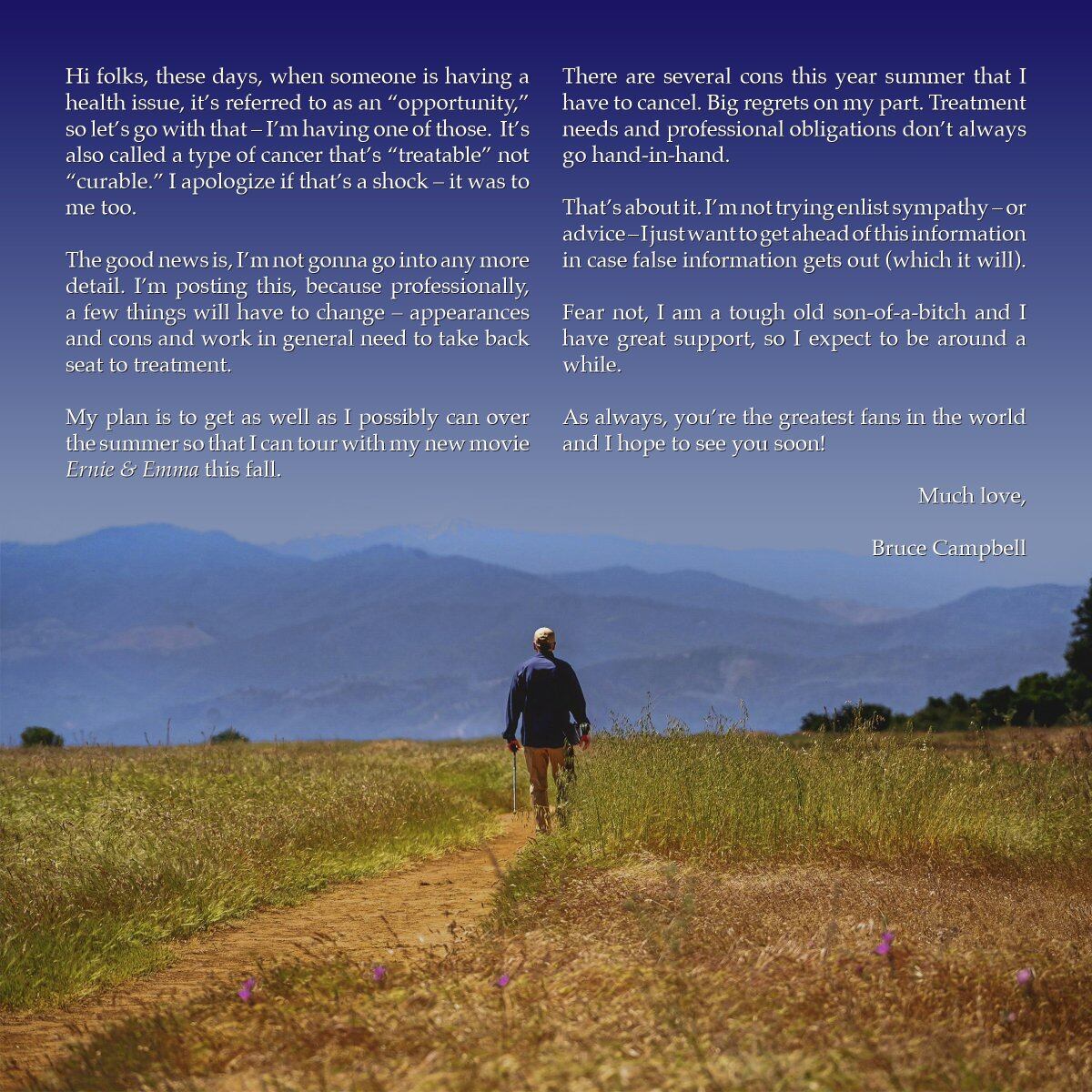 Bruce Campbell da a conocer que tiene cáncer