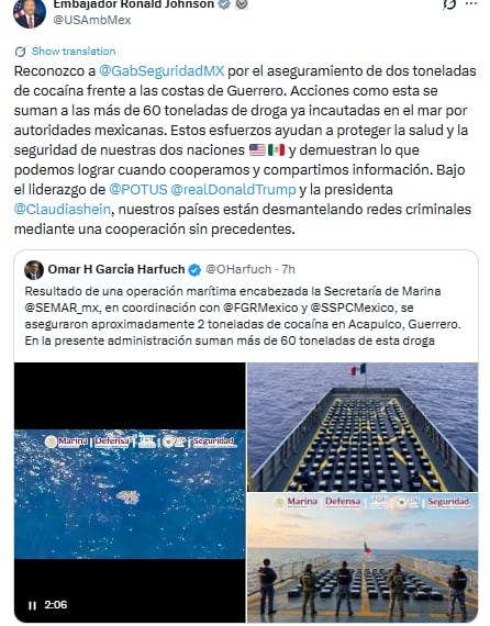 Cocaína decomisada en Acapulco pertenecía al Cártel de Sinaloa: Harfuch