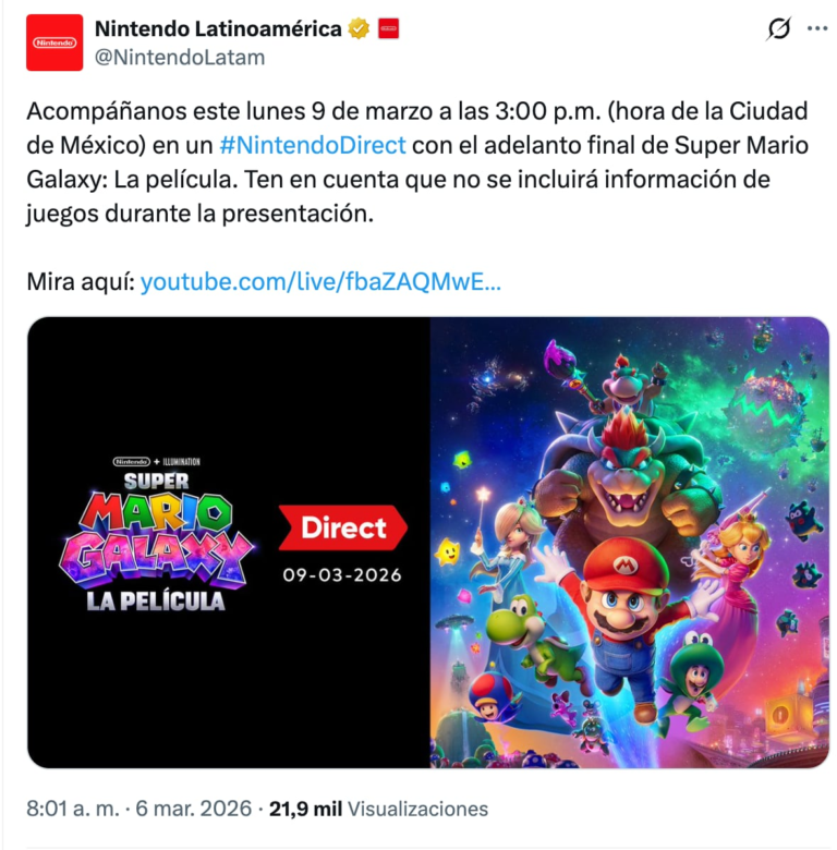 Nintendo Direct mostrará el adelanto final de la película de Super Mario: cuándo y dónde verlo