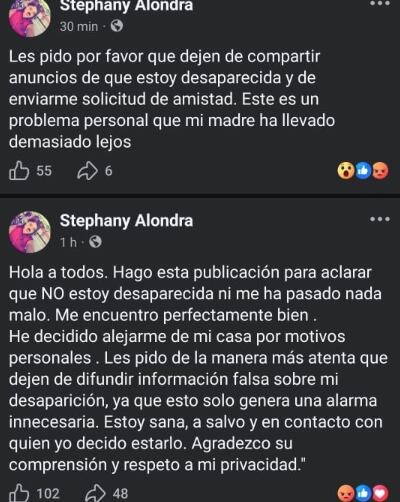 Stephanye Contreras aclara no estar desaparecida