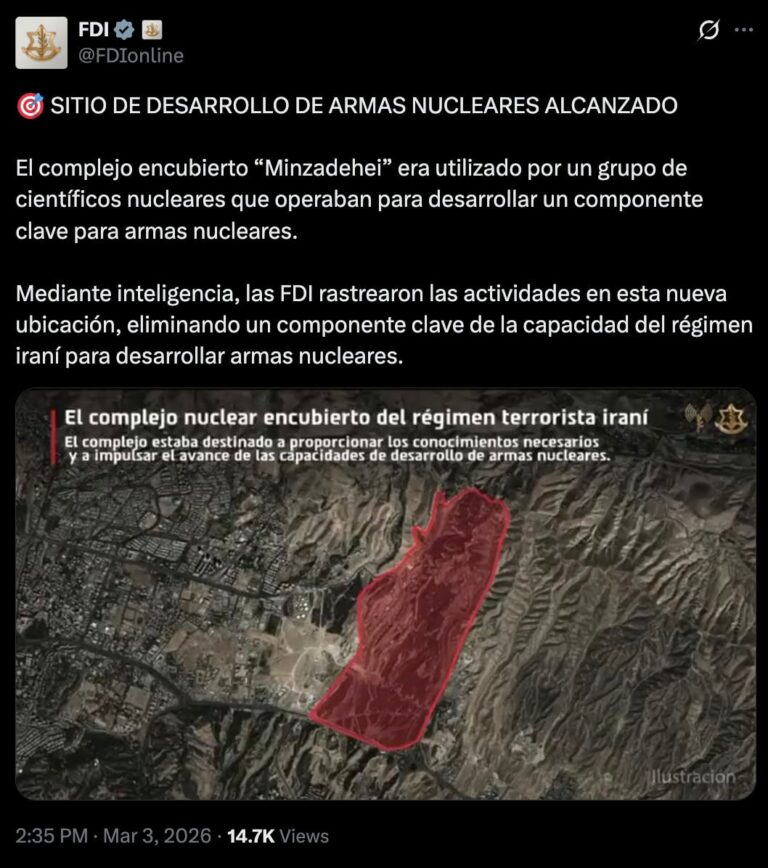 Israel dice haber destruido centro nuclear en Irán