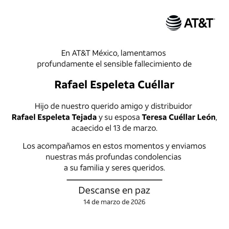 AT&T México lamenta muerte del hijo de Rafael Espeleta en accidente en Valle de Bravo