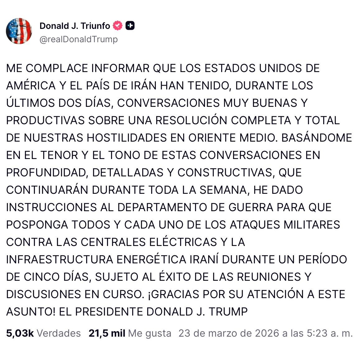 Irán desmiente a Trump: niega diálogo con Estados Unidos