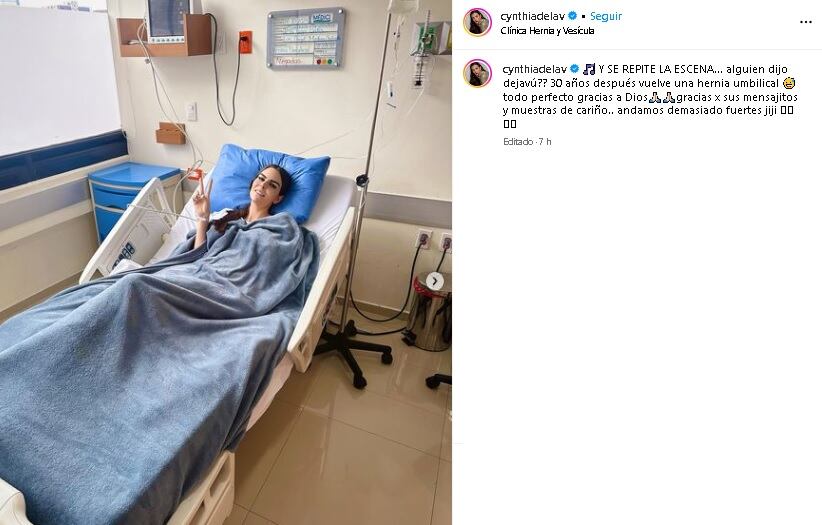 Cynthia de la Vega es operada de hernia umbilical.