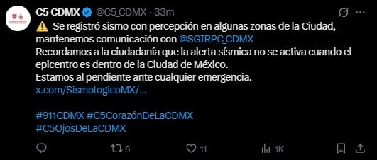 Temblor hoy CDMX: microsismo de magnitud 2.2 en Benito Juárez