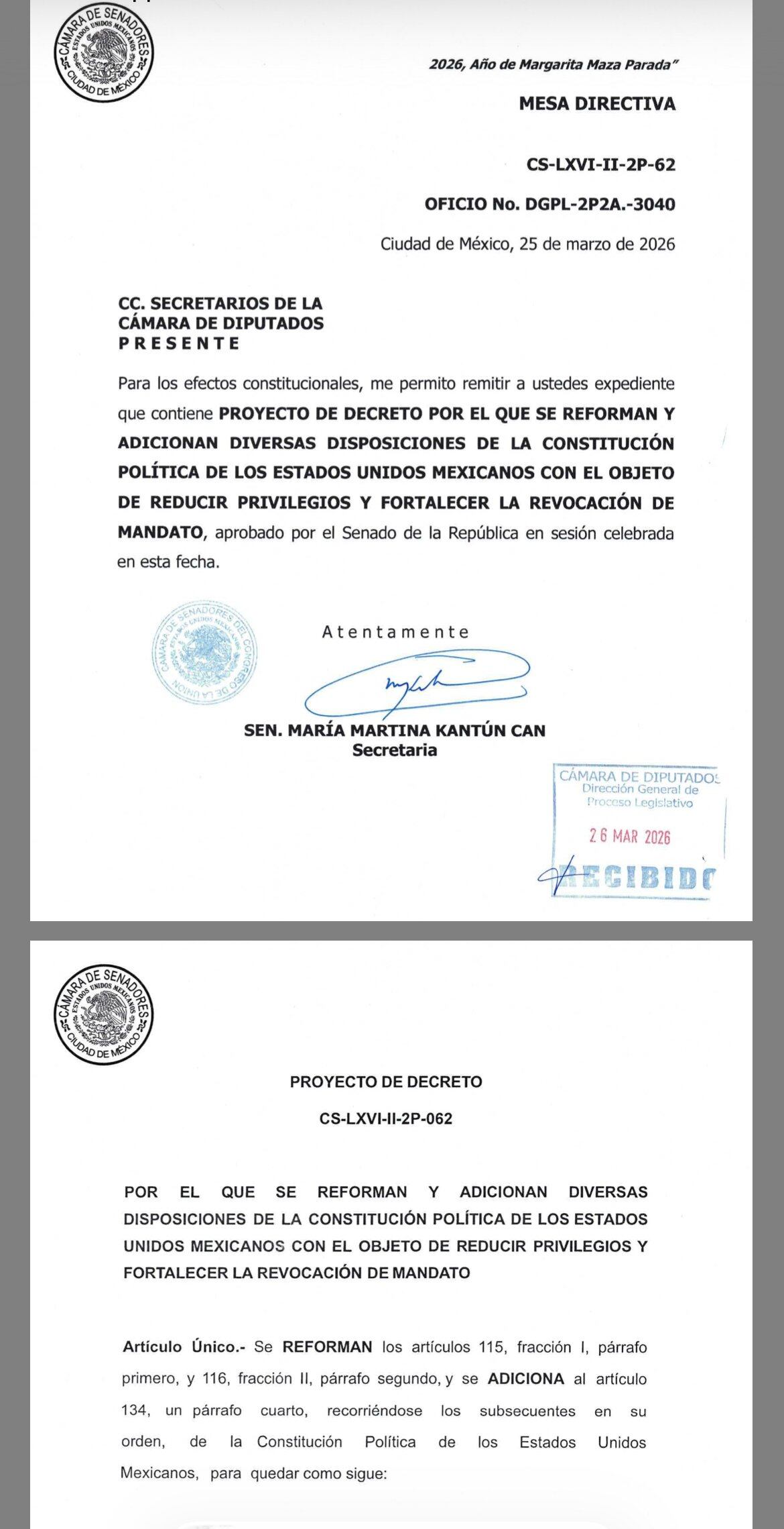 Kenia López Rabadán descarta discusión de revocación de mandato en Cámara de Diputados