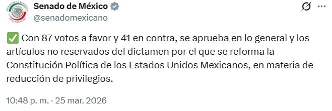 Reforma electoral: Senado aprueba Plan B en lo general