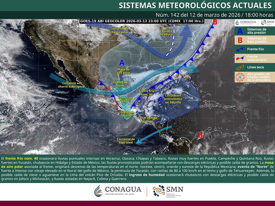 Se esperan lluvias fuertes y viento en estos estados para el viernes 13 de marzo