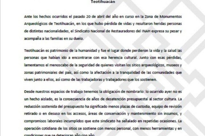 Sindicato del INAH atribuye tiroteo en Teotihuacán a falta de presupuesto
