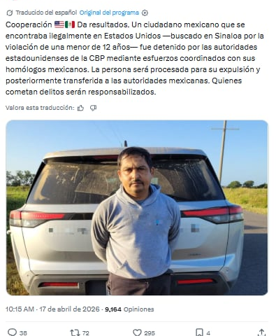 Estados Unidos detiene a mexicano acusado de abuso de menores en Sinaloa