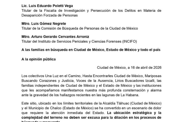 Familias buscadoras exigen justicia a los más de mil restos hallados en Chalco-Tláhuac
