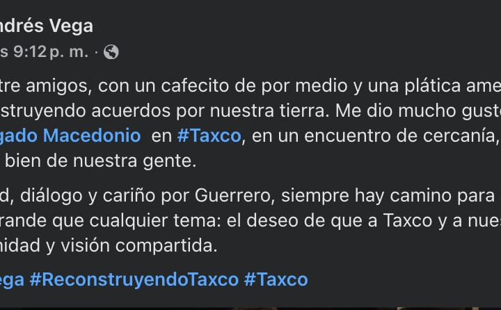 Juan Vega Carranza sobre su reunión con Salgado Macedonio