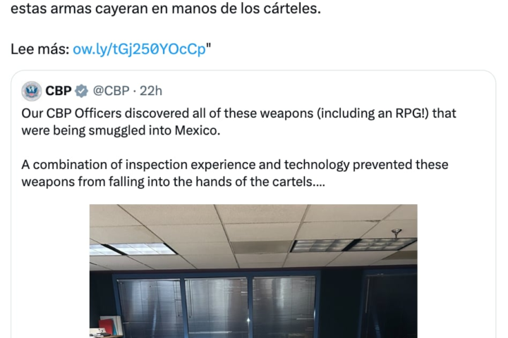 Autoridades de Estados Unidos decomisan armas con destino a México