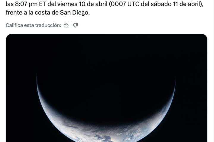 Artemis II aterrizará hoy 10 de abril en la costa de San Diego, Estados Unidos