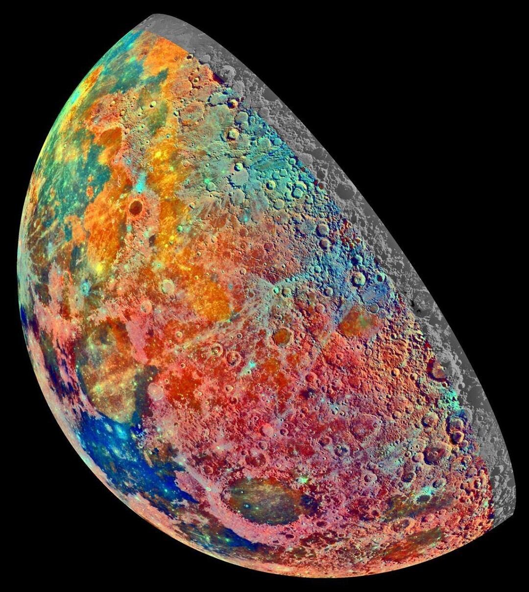 Imágenes de la Luna en falso color de la NASA
