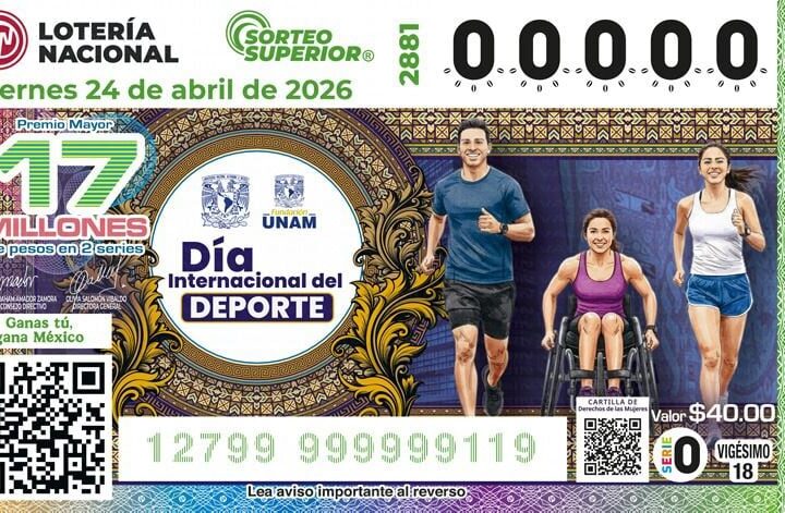 Lotería Nacional presenta sorteo conmemorativo del Día del Deporte en México.