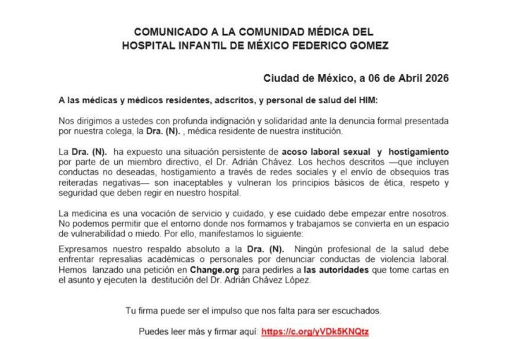 Denuncia por acoso sacude al Hospital Infantil de México; señalan a director
