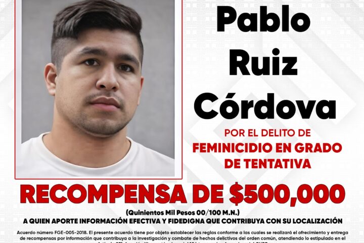 Ofrecen 500 mil pesos por Pablo Ruiz por intento de feminicidio en Chiapas