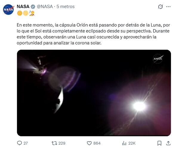Artemis II completa misión lunar y emprende regreso a la Tierra