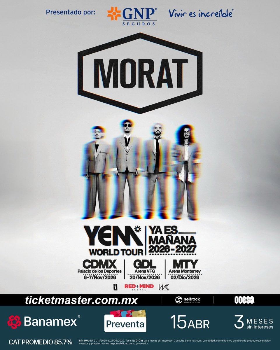 Morat en México 2026: fechas, ciudades y boletos del YEM World Tour