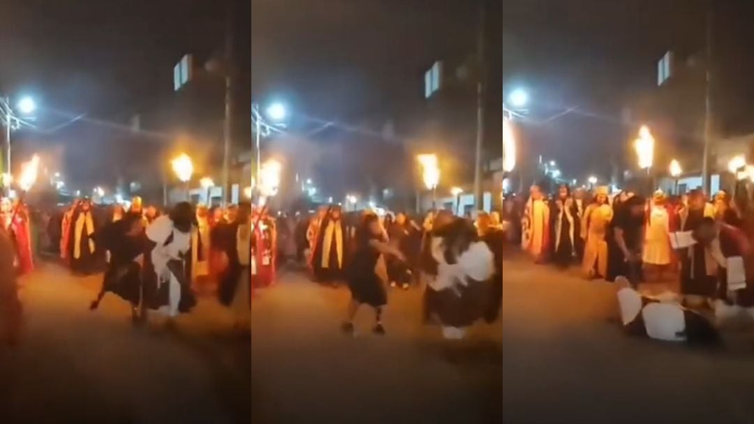 Suspenden Viacrucis en Xonacatlán tras empujón a actor que representaba a Jesús