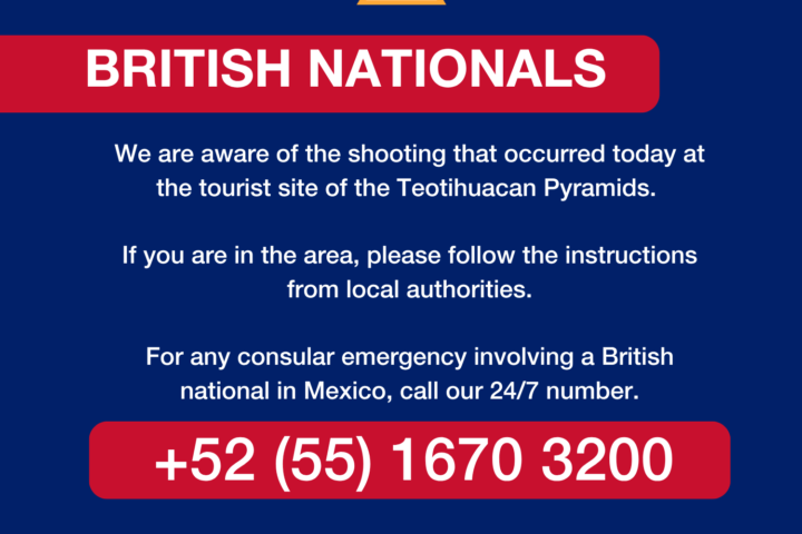 Embajada del Reino Unido emite alerta a sus ciudadanos por violencia en Teotihuacán