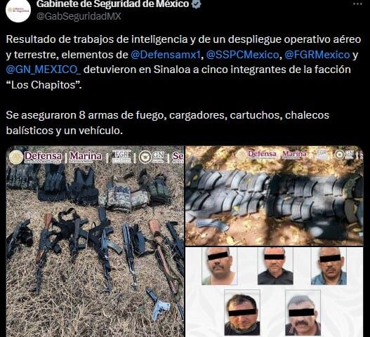 Golpe a Los Chapitos: detienen a cinco en Escuinapa