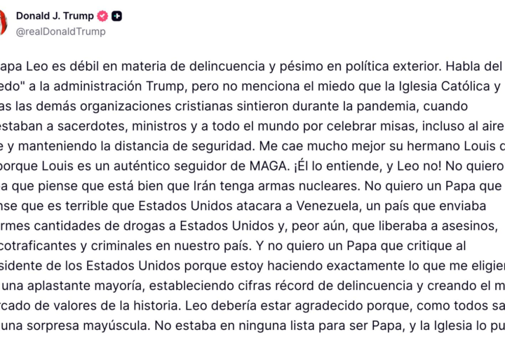 Donald Trump lanza ataque al Papa León XIV, y el líder católico le responde