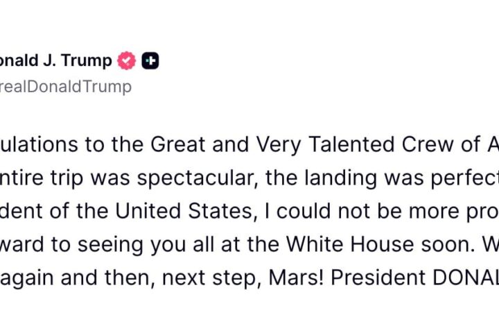Mensaje de Donald Trump sobre Artemis II