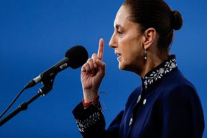 Claudia Sheinbaum en Barcelona, España, abril de 2026