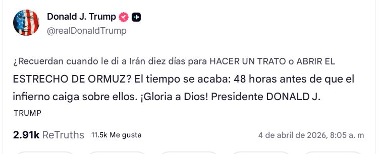 Donald Trump lanza advertencia por apertura del Estrecho de Ormuz a Irán