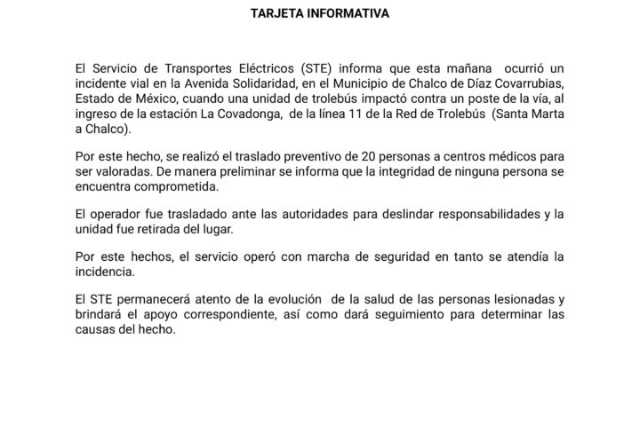 Chofer de trolebús se habría quedado dormido rumbo a Chalco; choque deja 20 heridos