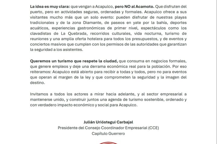 CCE Guerrero respalda cancelación de Acamoto 2026
