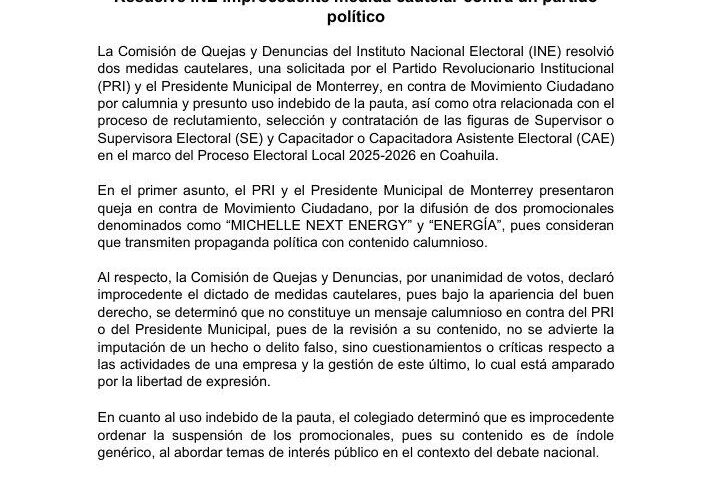 INE desecha queja Adrián de la Garza por campaña Next Energy de MC