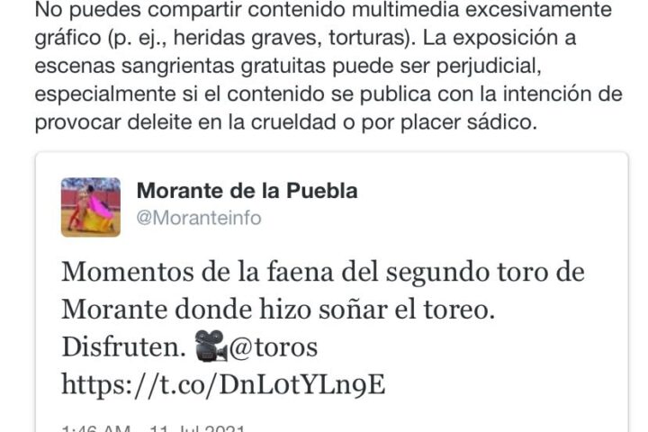 Twitter cierra la cuenta del torero