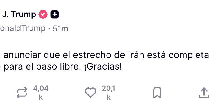 Trump asegura que Irán reabrió el Estrecho de Ormuz en plena tregua en Líbano