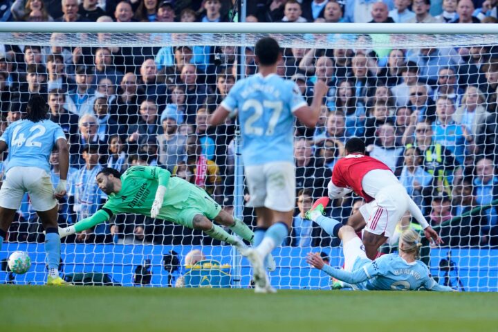 Haaland marcó así el gol de la victoria para Manchester City.