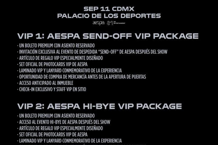 Paquetes VIP de Aespa en México: precios y qué incluyen