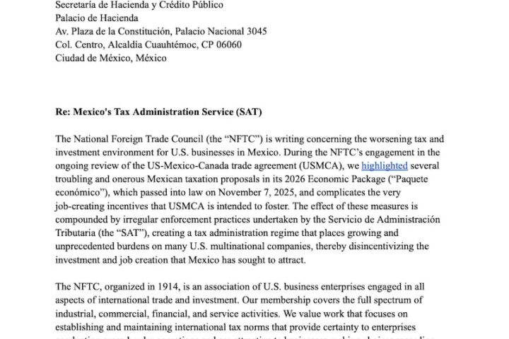 Empresas de Estados Unidos acusan presión del SAT