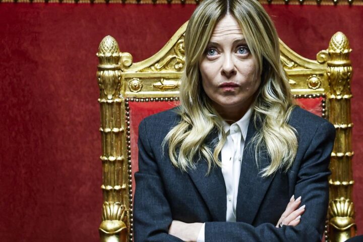 La primera ministra italiana, Giorgia Meloni, en el Senado. 
