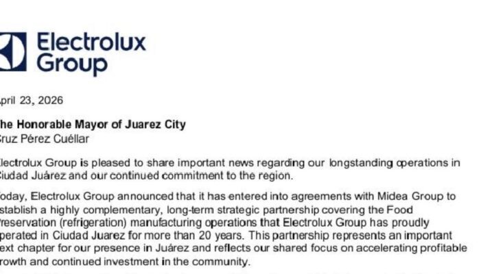 Anuncia inversiones de Electrolux en Juárez