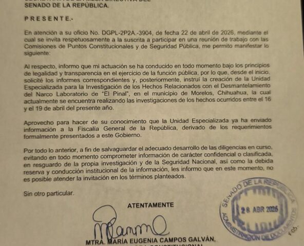 Maru Campos rechaza acudir a reunión en Senado