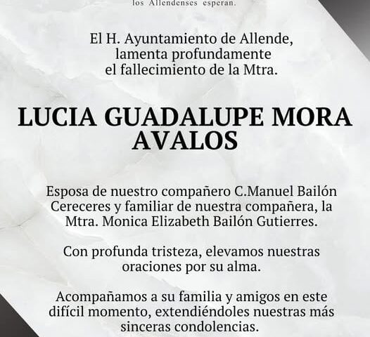 Municipio de Valle de Allende da condolencias por asesinato de Lucía Guadalupe Mora.