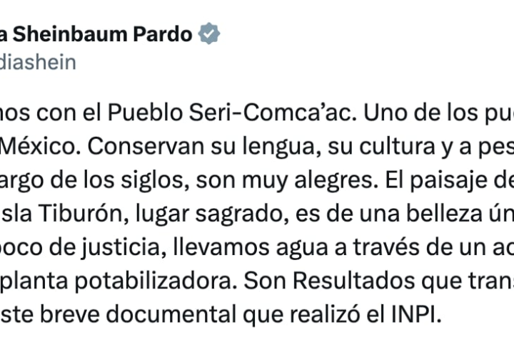 Claudia Sheinbaum sobre el acueducto Seri en Sonora